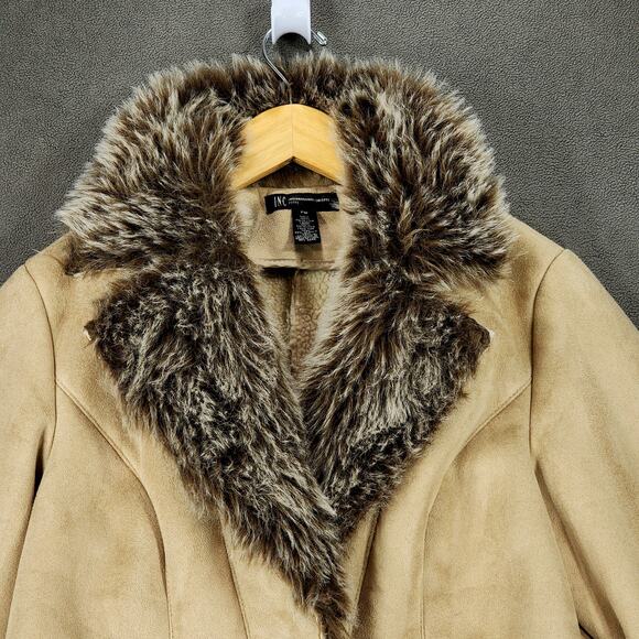 Inc International Concepts PM Faux Fur Jacket Womens Camel Lavish WC Embroidered - Picture 9 of 14